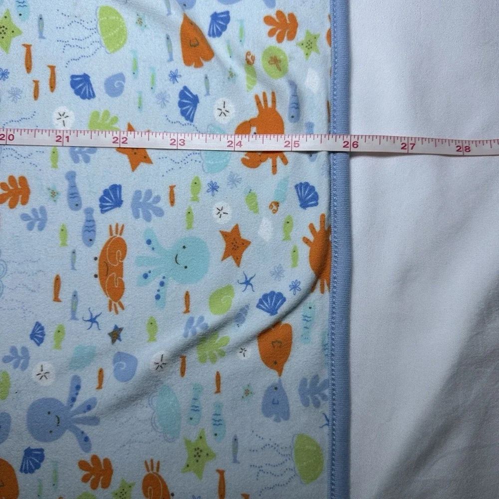 Gymboree Under The Sea Blue Octopus Fish Ocean Reversible Blanket 2006 Vintage